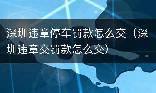 深圳违章停车罚款怎么交（深圳违章交罚款怎么交）