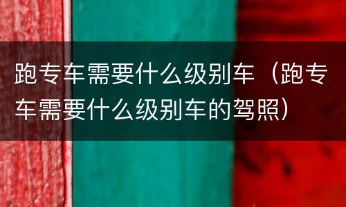 跑专车需要什么级别车（跑专车需要什么级别车的驾照）