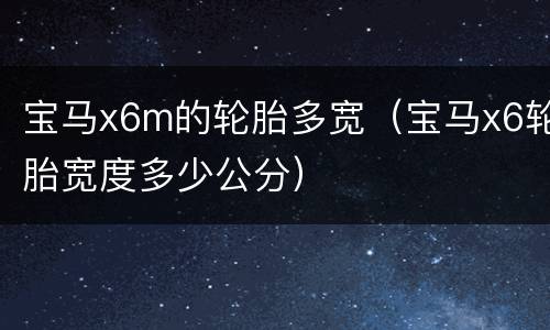 宝马x6m的轮胎多宽（宝马x6轮胎宽度多少公分）