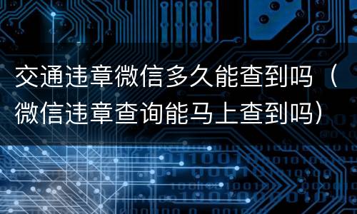 交通违章微信多久能查到吗（微信违章查询能马上查到吗）