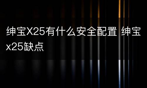 绅宝X25有什么安全配置 绅宝x25缺点