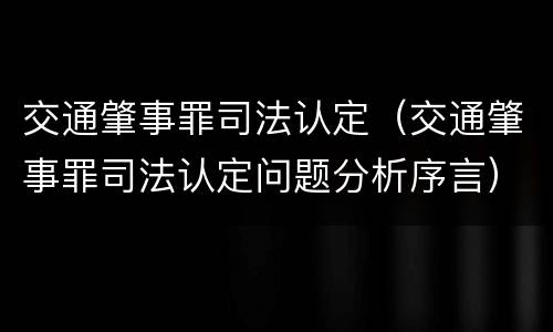 交通肇事罪司法认定（交通肇事罪司法认定问题分析序言）