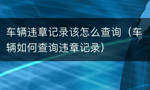 车辆违章记录该怎么查询（车辆如何查询违章记录）