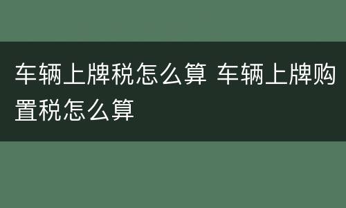 车辆上牌税怎么算 车辆上牌购置税怎么算