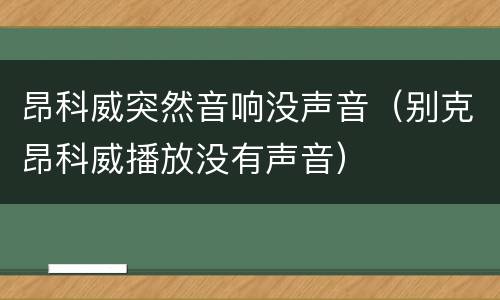 昂科威突然音响没声音（别克昂科威播放没有声音）