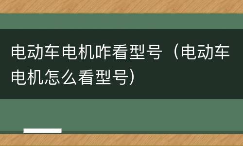 电动车电机咋看型号（电动车电机怎么看型号）