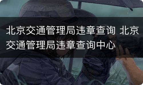 北京交通管理局违章查询 北京交通管理局违章查询中心