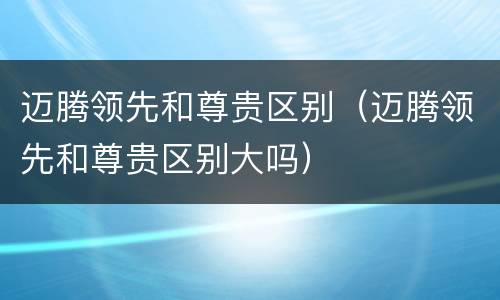 迈腾领先和尊贵区别（迈腾领先和尊贵区别大吗）