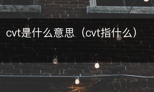 cvt是什么意思（cvt指什么）