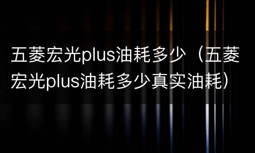 五菱宏光plus油耗多少（五菱宏光plus油耗多少真实油耗）