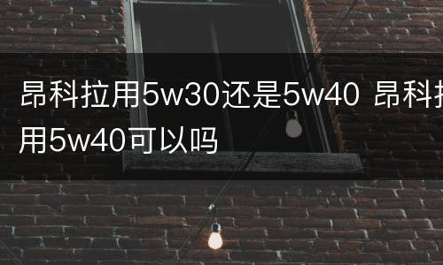 昂科拉用5w30还是5w40 昂科拉用5w40可以吗