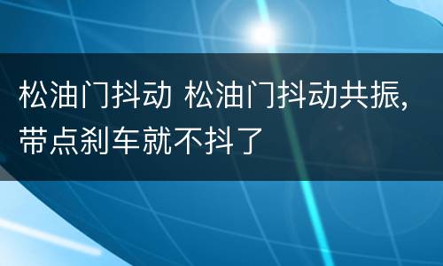 松油门抖动 松油门抖动共振,带点刹车就不抖了