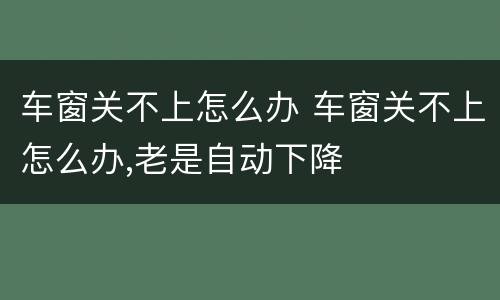 车窗关不上怎么办 车窗关不上怎么办,老是自动下降