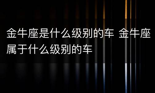 金牛座是什么级别的车 金牛座属于什么级别的车