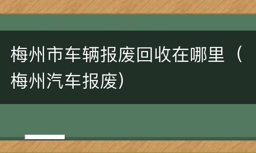 梅州市车辆报废回收在哪里（梅州汽车报废）