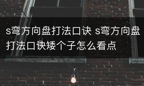 s弯方向盘打法口诀 s弯方向盘打法口诀矮个子怎么看点