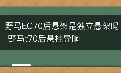 野马EC70后悬架是独立悬架吗 野马t70后悬挂异响