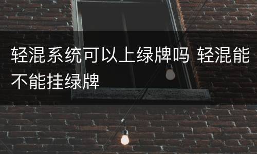 轻混系统可以上绿牌吗 轻混能不能挂绿牌