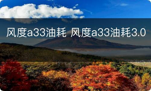 风度a33油耗 风度a33油耗3.0