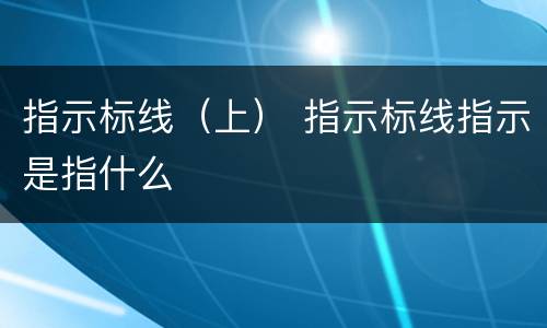 指示标线（上） 指示标线指示是指什么