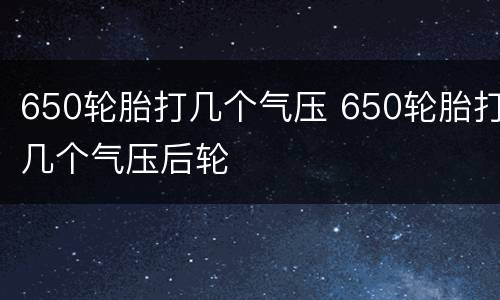 650轮胎打几个气压 650轮胎打几个气压后轮