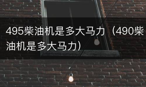 495柴油机是多大马力（490柴油机是多大马力）