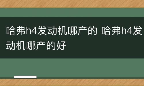 哈弗h4发动机哪产的 哈弗h4发动机哪产的好