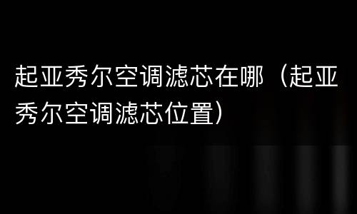 起亚秀尔空调滤芯在哪（起亚秀尔空调滤芯位置）