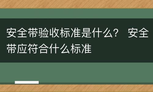 安全带验收标准是什么？ 安全带应符合什么标准