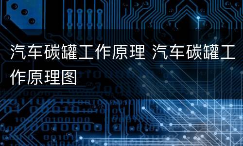 汽车碳罐工作原理 汽车碳罐工作原理图