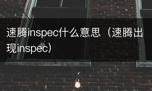 速腾inspec什么意思（速腾出现inspec）