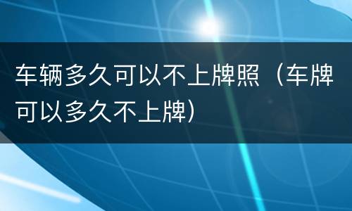 车辆多久可以不上牌照（车牌可以多久不上牌）