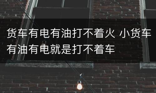 货车有电有油打不着火 小货车有油有电就是打不着车