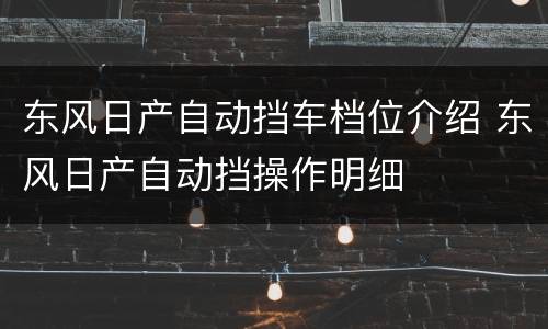 东风日产自动挡车档位介绍 东风日产自动挡操作明细