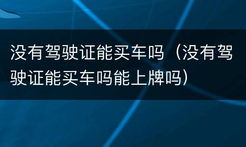 没有驾驶证能买车吗（没有驾驶证能买车吗能上牌吗）