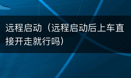 远程启动（远程启动后上车直接开走就行吗）