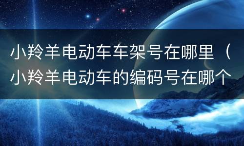 小羚羊电动车车架号在哪里（小羚羊电动车的编码号在哪个位置?）