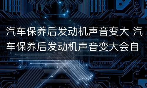 汽车保养后发动机声音变大 汽车保养后发动机声音变大会自动恢复吗?