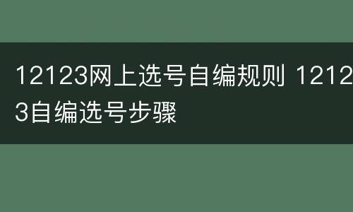 12123网上选号自编规则 12123自编选号步骤