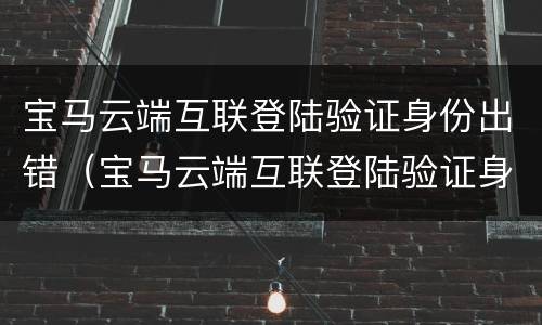 宝马云端互联登陆验证身份出错（宝马云端互联登陆验证身份出错了）