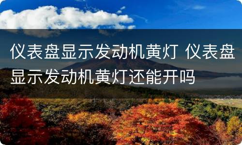 仪表盘显示发动机黄灯 仪表盘显示发动机黄灯还能开吗