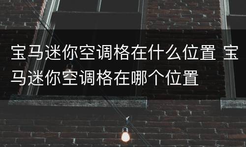 宝马迷你空调格在什么位置 宝马迷你空调格在哪个位置