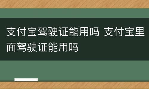 支付宝驾驶证能用吗 支付宝里面驾驶证能用吗