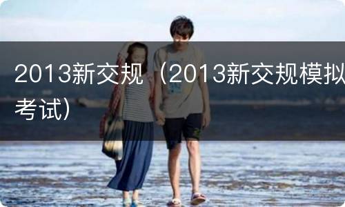 2013新交规（2013新交规模拟考试）