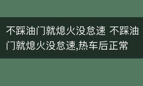 不踩油门就熄火没怠速 不踩油门就熄火没怠速,热车后正常