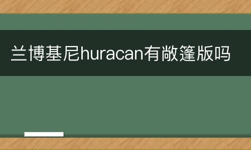 兰博基尼huracan有敞篷版吗