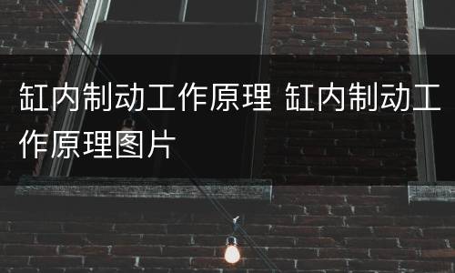 缸内制动工作原理 缸内制动工作原理图片