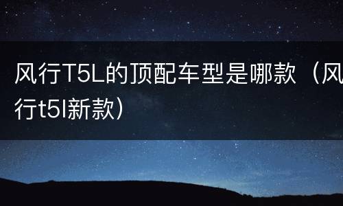 风行T5L的顶配车型是哪款（风行t5l新款）