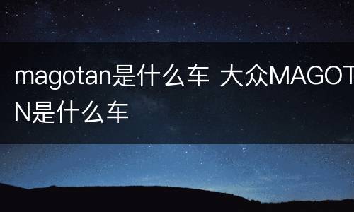 magotan是什么车 大众MAGOTAN是什么车