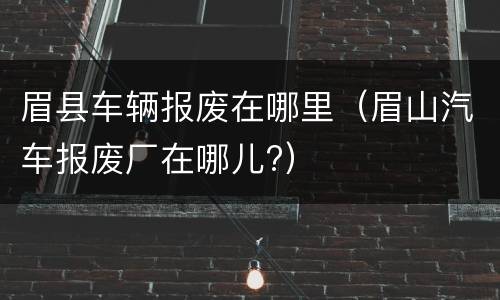 眉县车辆报废在哪里（眉山汽车报废厂在哪儿?）